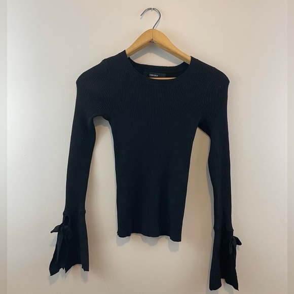 Forever 21 Tops - Forever 21. Black ribbed long sleeve with bell sleeves.